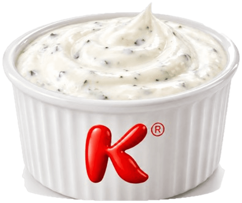 KB Special Salsa: salsa bianca alle erbe nella ciotolina bianca con la K rossa