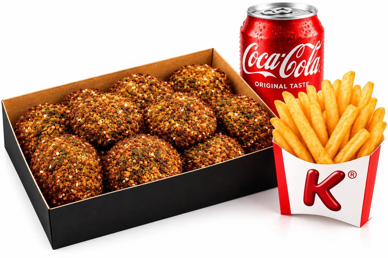 Falafel · Porzione in formato Menu, con patatine fritte e bibita
