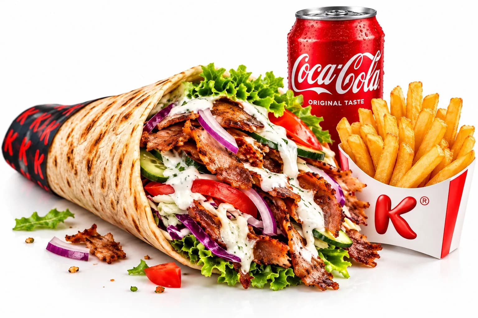 Pita Kebab Media in formato Menu, con patatine fritte e bibita